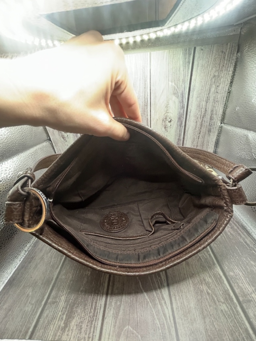 ETIENNE AIGNER Y2K VTG Baguette Shoulder Bag Monogram Print Horsebit Brown Beige - Picture 10 of 15